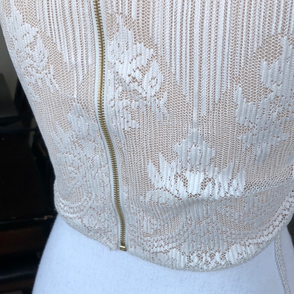 Lace Crop Top Cream & Tan Wedding - Picture 7 of 8
